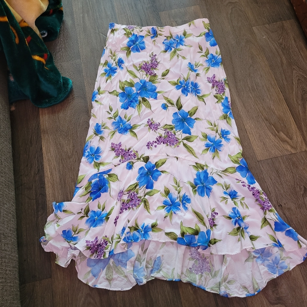 Vintage Rayon Floral Maxi Skirt John Paul Richard size Large - Picture 1 of 2